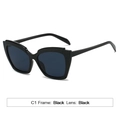 Occhiali da sole cat-eye con montatura nera e lenti scure in stile alla moda - C1 Montatura Nera Lenti Grigie