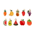 Colorful fruit and vegetable enamel charms set in gold plating for DIY jewelry - Mixed Fruit