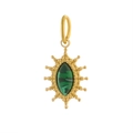 Detail of vintage gold starburst pendant with inlaid green malachite stone texture - Gold + Malachite (WP36892BQ11)