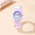 Lila Einhorn-Regenbogen-Uhr mit 3D-Silikonarmband für Kinder und Schüler - Lila