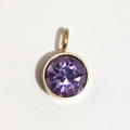 Pendentif pierre de naissance dorée 6mm avec zircon violet pour bijoux DIY - Or - Juin