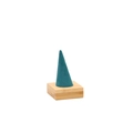 Minimalist green velvet cone jewelry stand with a natural bamboo base for rings - Green 1-Finger