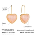 Schéma détaillé des boucles d'oreilles cœur en résine rose avec mesures et spécifications - Rose