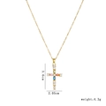 Golden titanium steel cross necklace with colorful zircon stones and size dimensions - Gold Multicolor Gem Cross (1522)