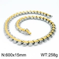 Two-tone gold and silver dragon scale chain necklace 600mm x 15mm heavy metal link - 60CM / Two-Tone Necklace