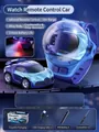 Blue mini alloy racing car toy with watch remote control and USB charging accessories - Infrared/Alloy/Cool Taillight / Tech Blue