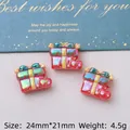 Red resin gift box DIY charm for Christmas hair clips with 24mm size and star detail - Gift Box