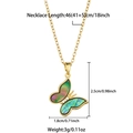 Detailed view of 46cm gold butterfly necklace with gradient abalone shell pendant size specs - Gold