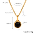 Dettagli della collana in acciaio al titanio con pendente in agata e dimensioni catena - Collana con Ciondolo Agata Oro (45+5cm)