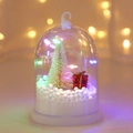Detail of Christmas dome ornament with LED tree, gift box and bokeh background lights - Style F (Colorful Light)