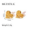 Pendientes de corazón con textura irregular en acero inoxidable bañado en oro - Estilo de Corazón con Textura de Lava (NB-E1074-G) / Dorado