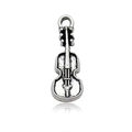 Vintage silver violin pendant with antique finish for DIY jewelry and necklaces - 11207-7x20mm Violin