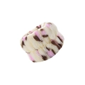 Absorbent plush wristband with beige, brown, and pink animal print for spa skin care - Yellow Leopard