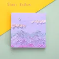 Zelfklevende memoblaadjes in olieverfstijl met bergpatroon, 8x8 cm en 80 vellen - Bedrukte zelfklevende notities landschap 06 / 80 Stuks/Verpakking