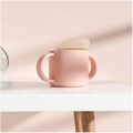 Taza de aprendizaje rosa para bebés con asas dobles y tapa ergonómica con pajita suave - 150ML / Rosa