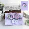 Handmade 3D pop-up greeting card featuring a purple flower bouquet, 20cm by 15cm size - Purple Hydrangea Rose Vase Series