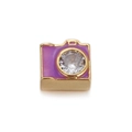 Ciondolo a forma di fotocamera in smalto viola placcato oro con zircone - Fotocamera - Viola