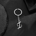 Silver stainless steel letter I keychain with a polished finish and metal ring - Letter Z
