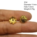 Perle intercalaire fleur dorée rétro 11mm pour épingles à cheveux DIY Hanfu - Texture de Grain en Relief (31#)