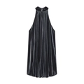 Elegant black velvet halter neck dress with a stylish balloon silhouette for women - XS / Black