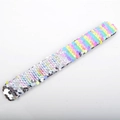 Rainbow mermaid sequin slap bracelet with colorful gradient flip sequins for kids - Rainbow-Silver