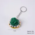 Portachiavi takoyaki in miniatura da 4cm con cipollotti e dettagli di salsa densa - Portachiavi Tortino di Gamberetti al Cipollotto