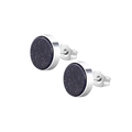 Ohrstecker aus Edelstahl im Punk-Stil mit tiefblauem Sternsandstein auf silberner Basis - Runder Blauer Sandstein