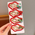Christmas hair clips set for girls featuring red rabbit and Merry Christmas resin charms - 3-Green Rabbit (No Card)