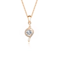 Elegant rose gold S925 silver necklace with round D color moissanite and halo stones - Curve Intersection (fddz-010) / Rose Gold