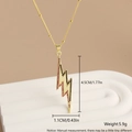18k gold plated lightning pendant necklace with pink and black zircon and bead chain - Gold Plated Zirconia Lightning (NT12-2)