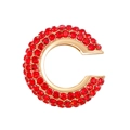 Golden C-shaped ear cuff featuring sparkling pavé set bright red crystals - Outer Diameter 1.9cm / KC Gold - Red (10646)