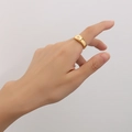 Ins style gold titanium steel ring with polished finish and zircon star inlay for women - US 6 / Gold