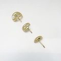 Detail of minimalist gold alloy earring set with streamlined pearl and curved shapes - 3-Piece Stud Earring Set / Gold