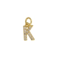 18k gold plated brass letter K pendant with micro-inlaid sparkling zircon stones - Letter K