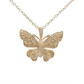 Collana minimalista placcata oro con ciondolo a farfalla e zirconi bianchi luminosi - Farfalla con Diamanti Integrali/Zirconia Bianca / Oro
