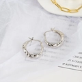 Silver S925 sterling silver hoop earrings with irregular liquid metal texture finish - Asymmetric Fluid Hoop / Silver