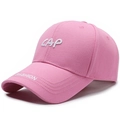 Casquette de baseball rose en coton avec broderie CAP blanche et texte sur le bord - Réglable / Rose