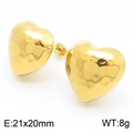 Orecchini a perno a cuore dorati con una elegante finitura a trama martellata - 21x20mm / Oro (KE114488-KFC)