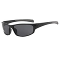 Matte black sports sunglasses with non-slip gray rubber grip and UV protection lenses - Black Frame Grey Lens