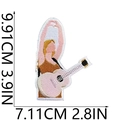 Detailed embroidery patch showing dimensions 3.9x2.8 inches with singer holding guitar - W3GS-22-08