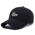 Klassische schwarze Baumwoll-Baseballkappe mit Strass-Foge-Stickerei und gebogenem Rand - Verstellbar / Schwarz