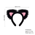 Cerchietto con orecchie di gatto in peluche nero e rosa per cosplay e trucco - Fascia per Gatto con Cuore in Pelliccia Nera con Pompon
