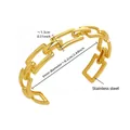 Dettaglio del bracciale a maglie in acciaio inossidabile placcato oro 18k con dimensioni - Stile Catena Geometrica Rettangolare (Z356)