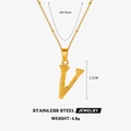 Golden stainless steel letter V square pendant necklace with twist chain for women - Letter V