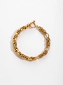 Bracciale a catena a maglie grosse dorate con chiusura a levetta OT da donna - Bracciale (ZHB2095金) / Oro