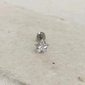 Star-shaped zircon screw back earring with 0.8mm thin surgical steel post in silver finish - 5mm Zircon (Single) / White