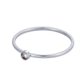 Minimalist silver-tone twisted ring with round inset cubic zirconia stone in a sleek finish - US 5 / White - Steel Color Band