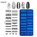 Détails de la plaque de stamping nail art OMJ-09 avec motifs de dentelle et fleurs - Style Floral en Dentelle (OMJ-09)