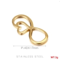 Colgante de corazón infinito de acero inoxidable dorado para collares, 40x17mm y 3g - Dorado (KLJ464-Z)