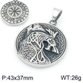 Ciondolo vichingo argento con nodo celtico, amuleto drago aquila e incisione Vegvisir - Stile D Solo Pendente Argento (KP117361-MZOZ)